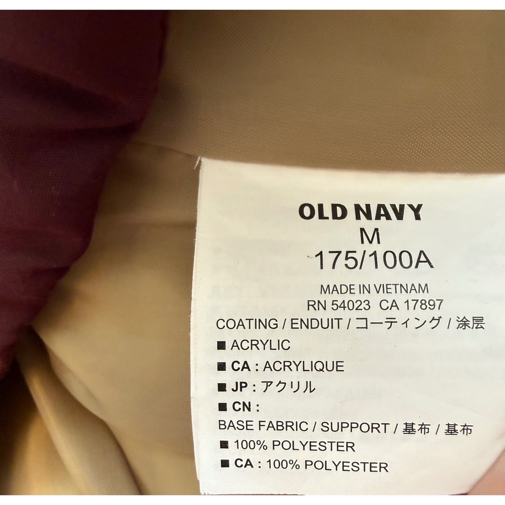 Old Navy Mens Puffer Vest Burgundy Navy Blue Colorblock Quilted Snap Front M - Picture 7 of 7